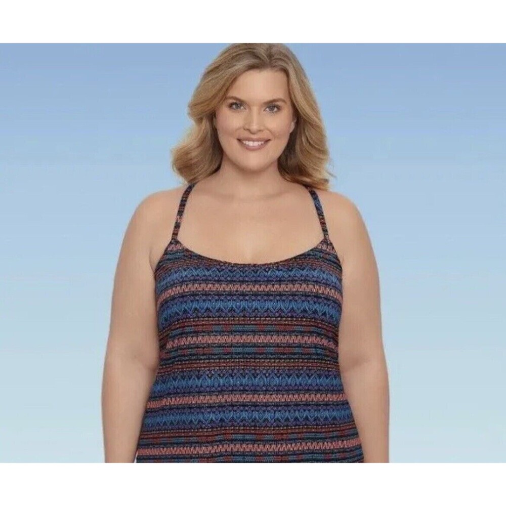 Slimming Control Pointy Hem Tankini Top Dreamsuit by Miracle Brands plus 22W NEW